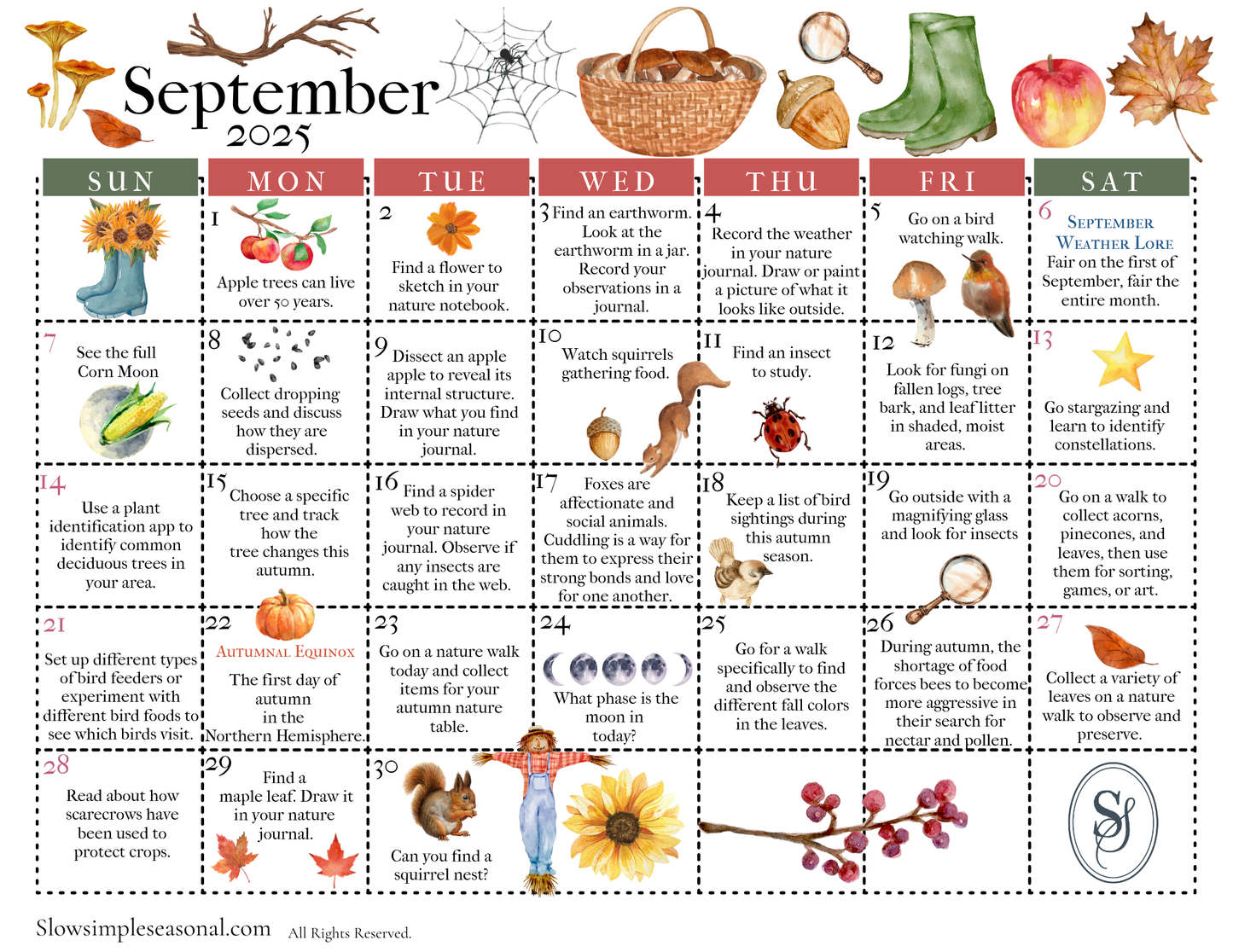 September 2025 Nature Calendar
