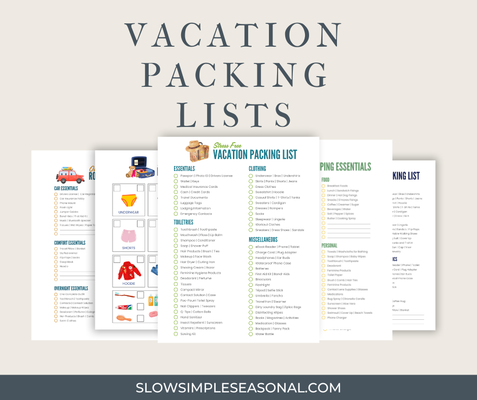 Vacation Packing Lists