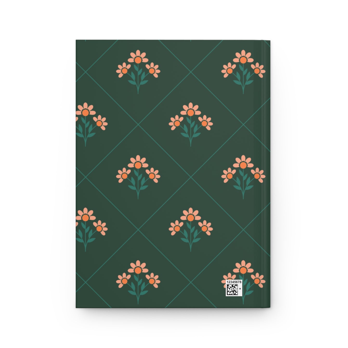 Floral Bouquet Hardcover Journal — Dark Green Vintage Pattern Notebook