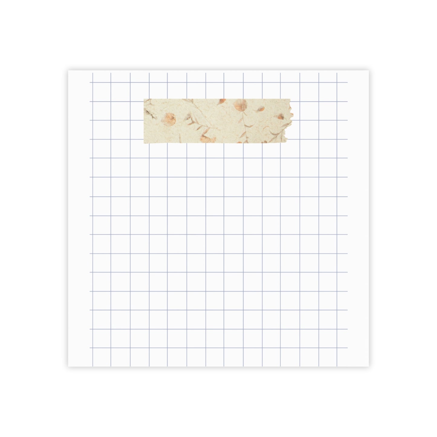 Grid Notepad with Decorative Washi Tape Accent — Adhesive Post-It Note Pad for Notes & Lists