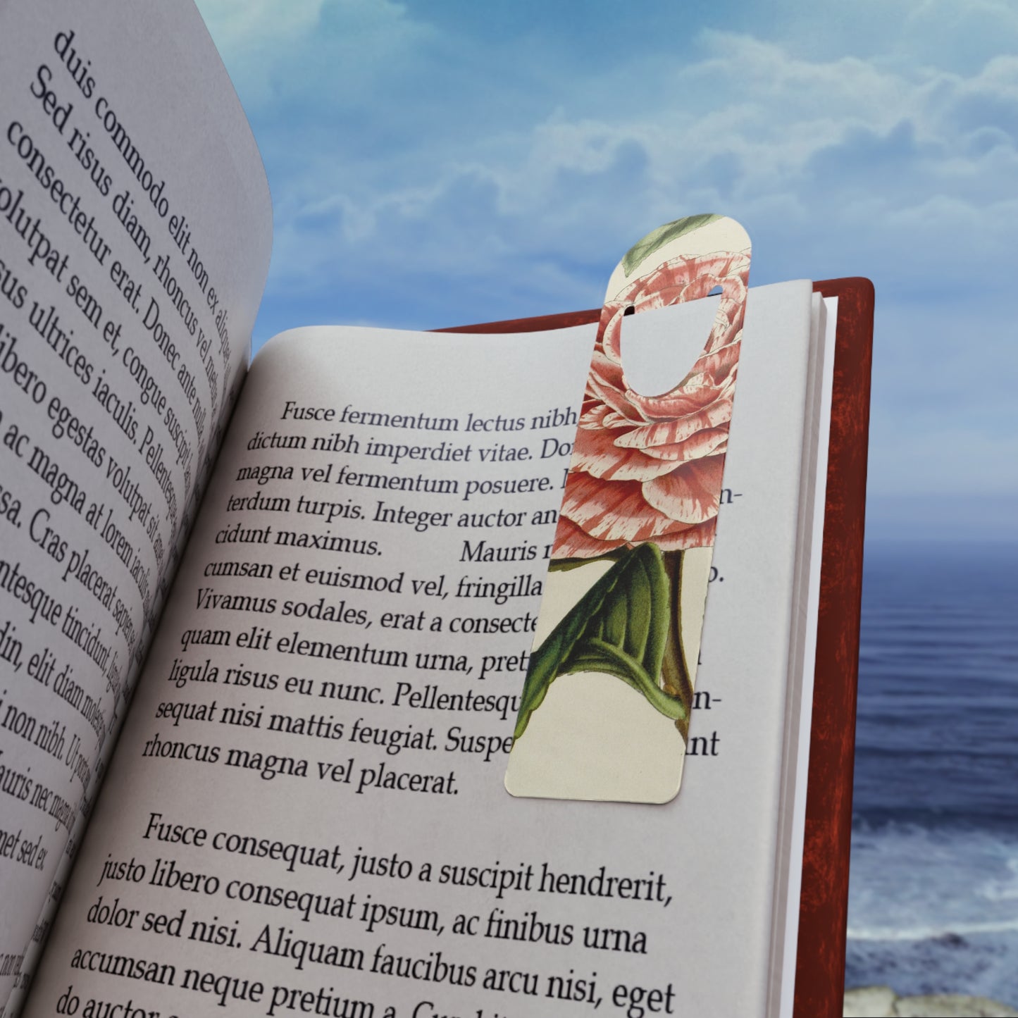 Floral Vintage Bookmark — Pink Peony Botanical Metal Bookmark