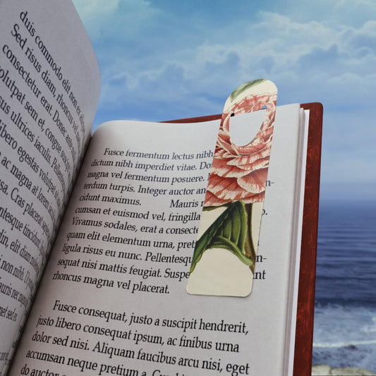 Floral Vintage Bookmark — Pink Peony Botanical Metal Bookmark