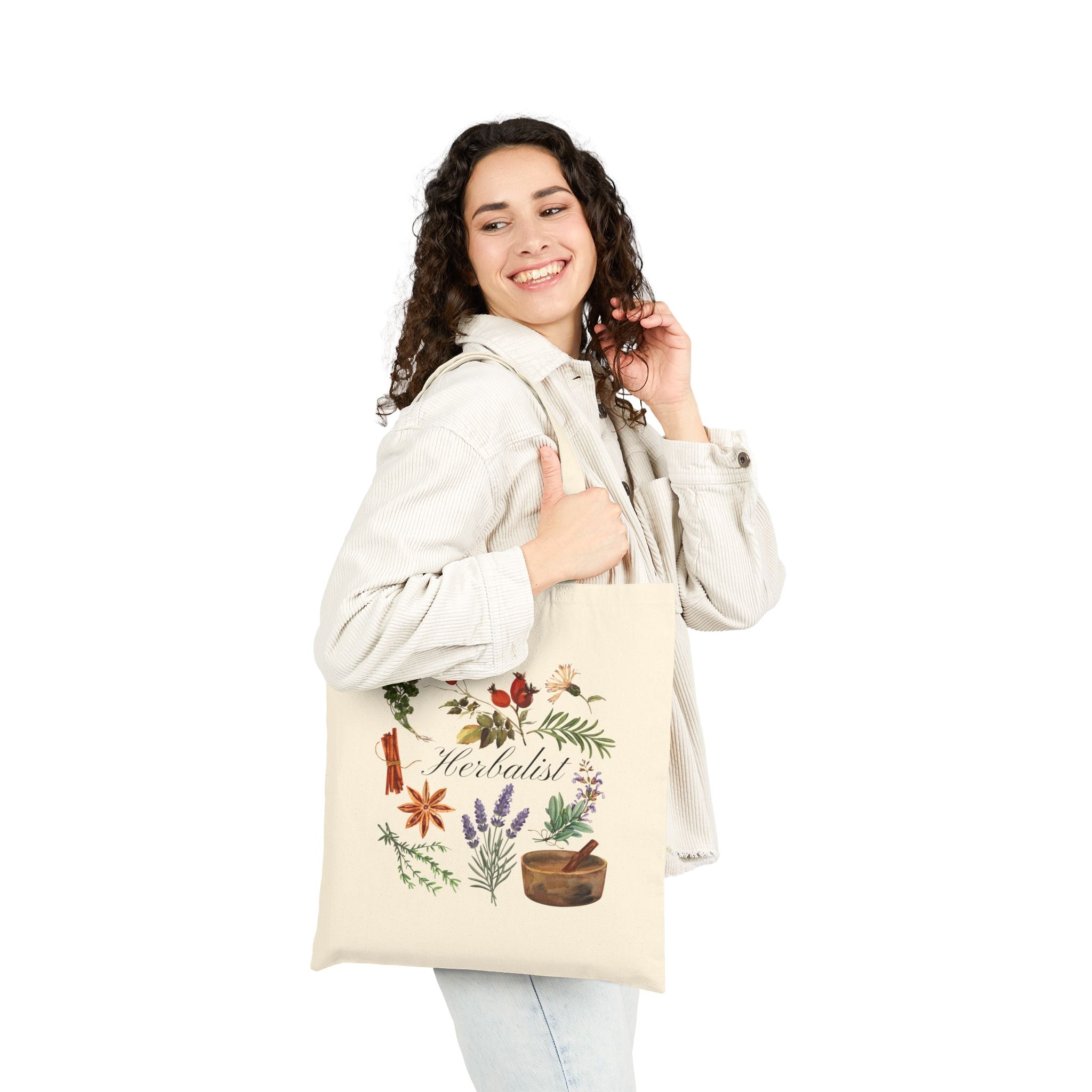 Herbalist Canvas Tote Bag — Botanical Illustration Market Tote