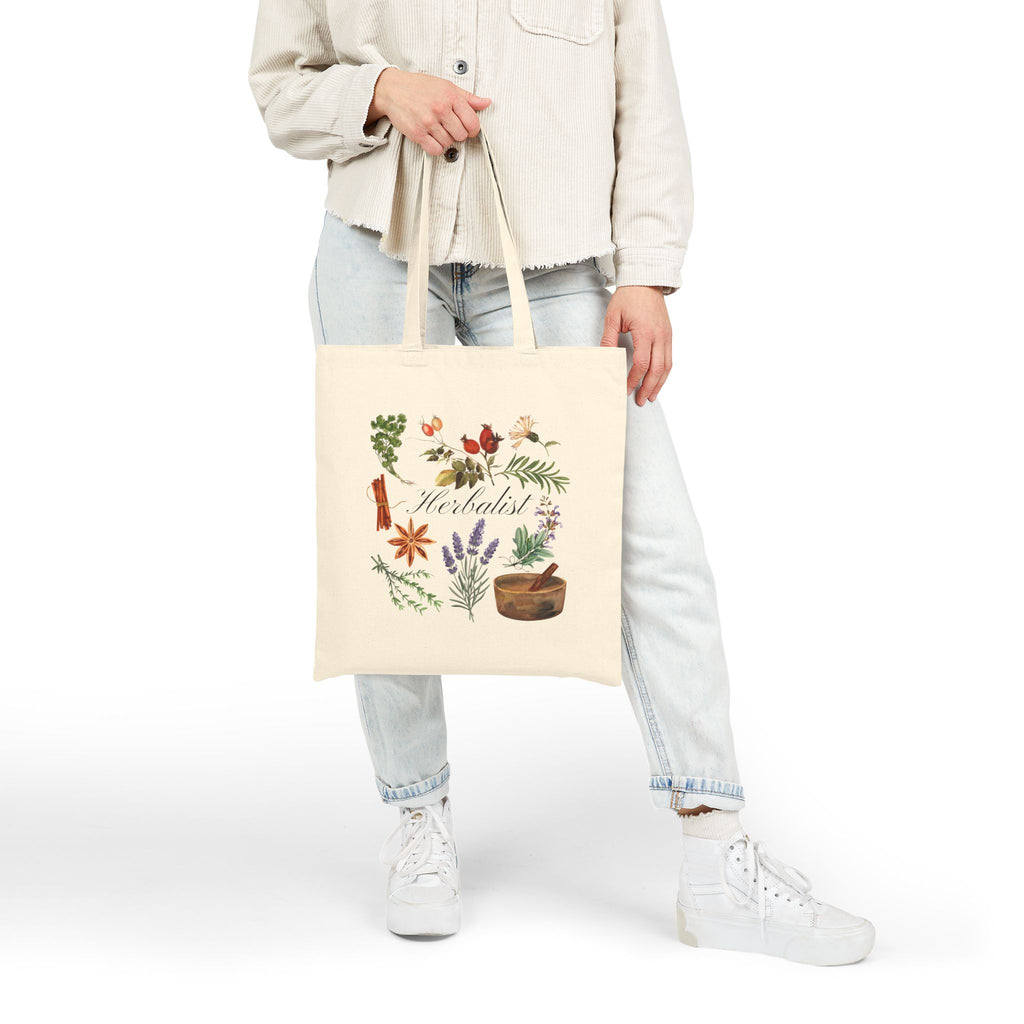 Herbalist Canvas Tote Bag — Botanical Illustration Market Tote