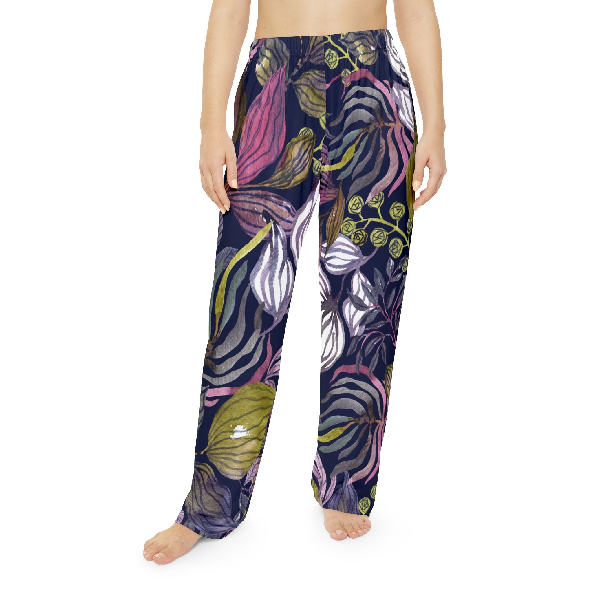Midnight Floral Split-Panel Women's Pajama Pants