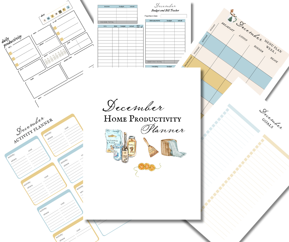 December Homemaking Calendar and Productivity Planner