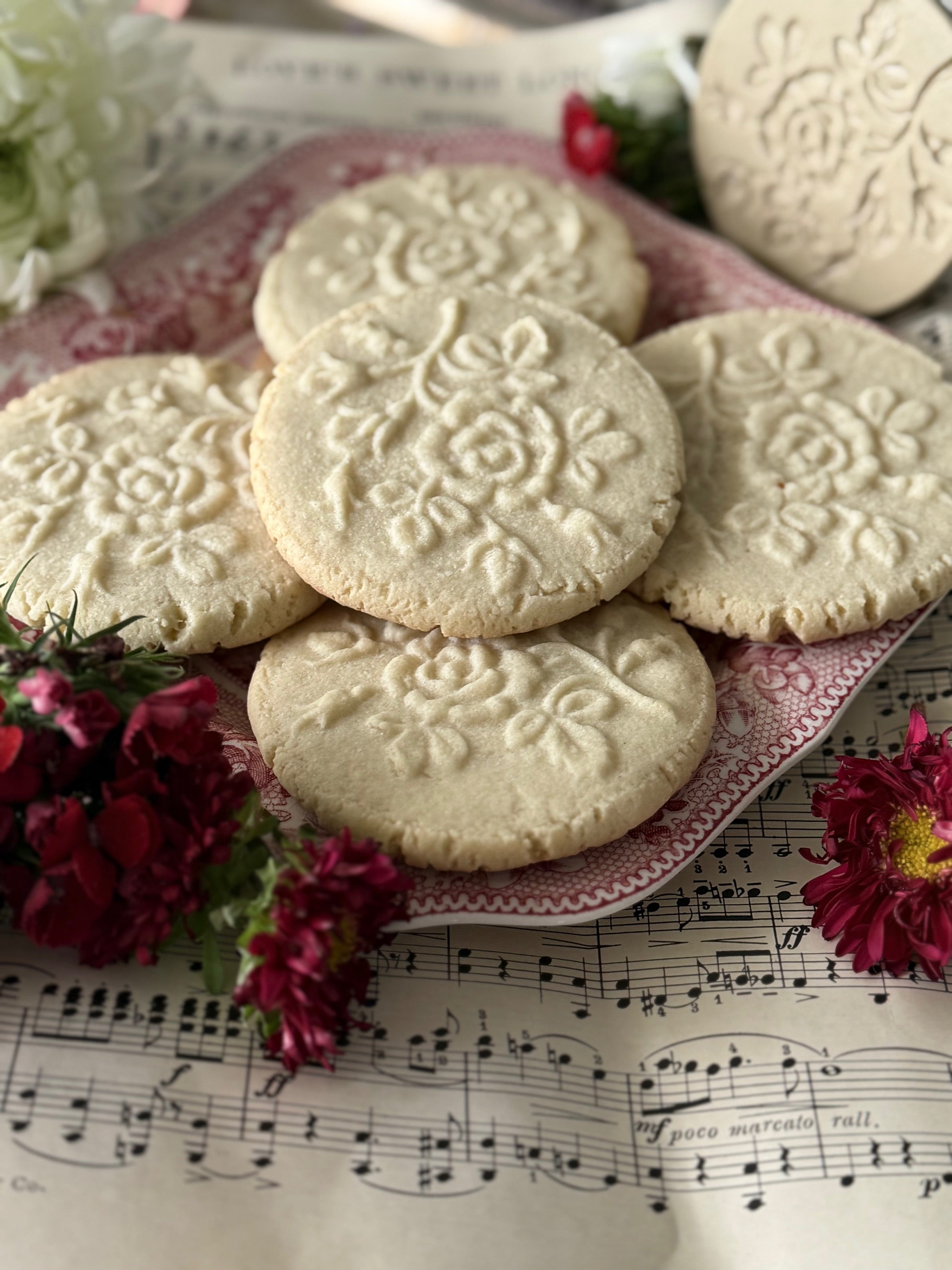 Moss Rose Floral Cookie Stamps