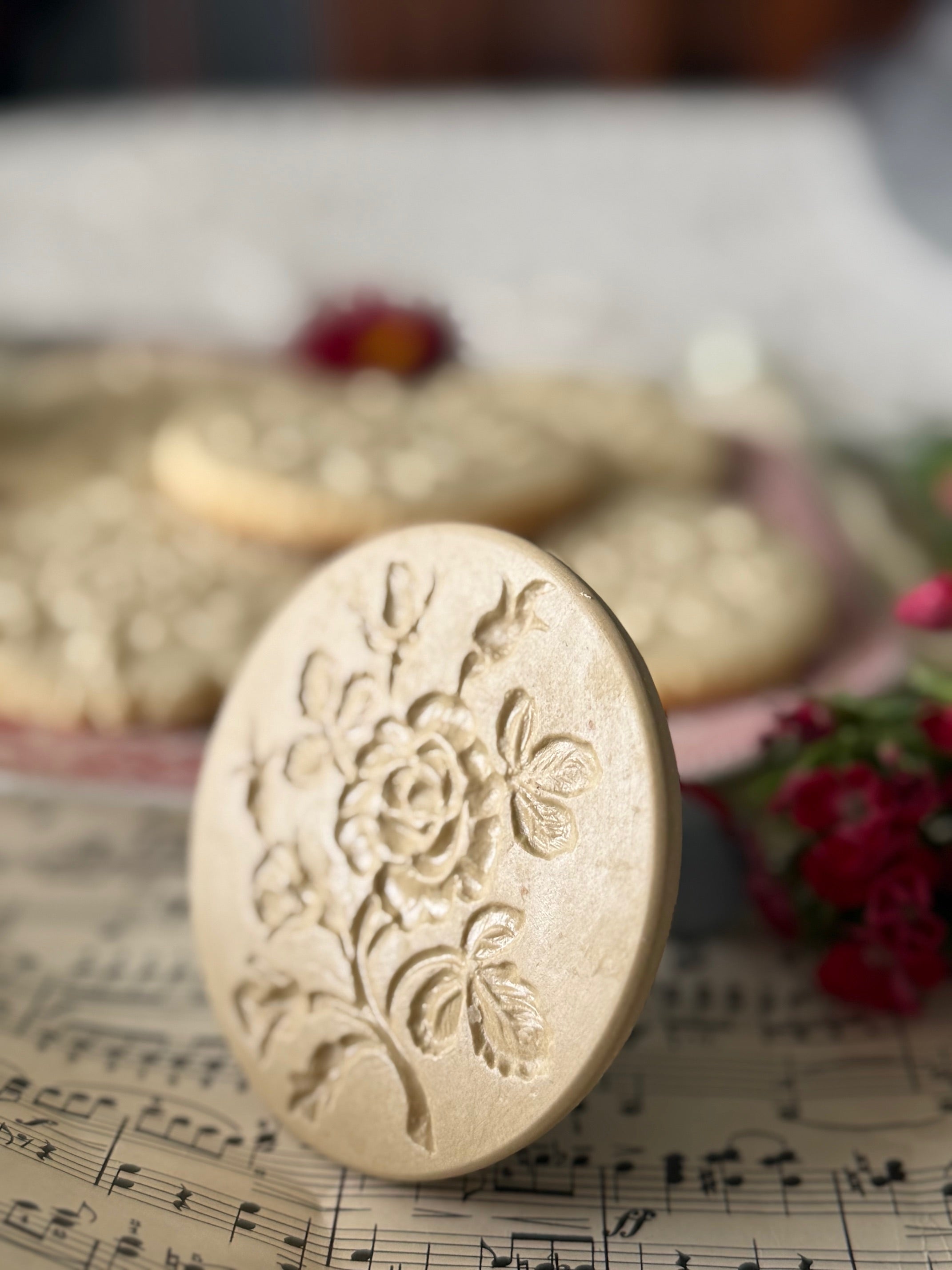 Moss Rose Floral Cookie Stamps