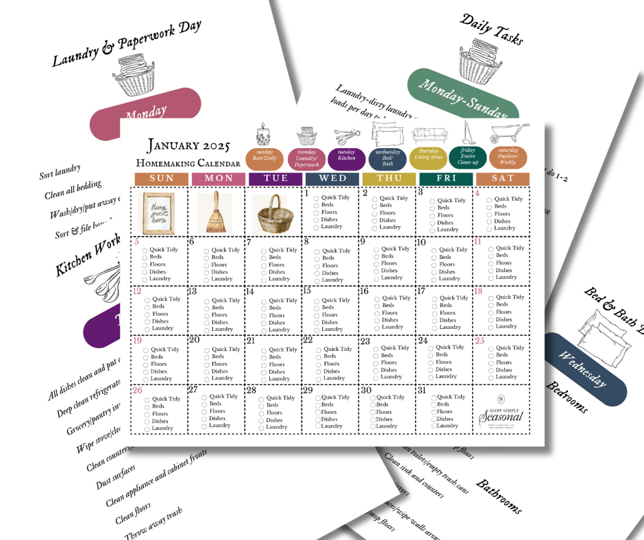 January 2025 Homemaking Calendar