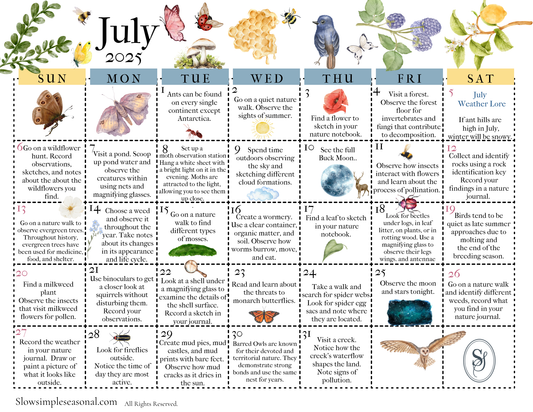 July 2025 Nature Calendar