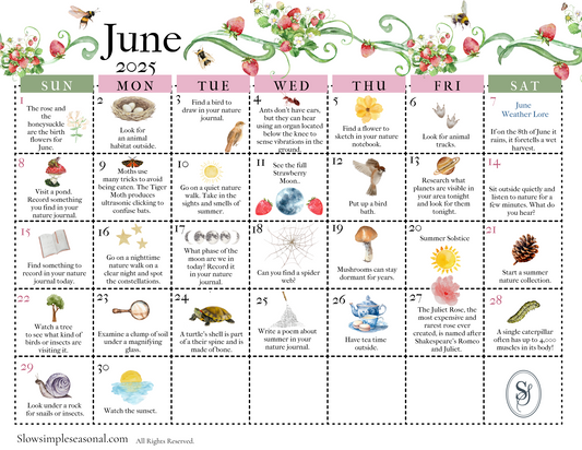June 2025 Nature Calendar