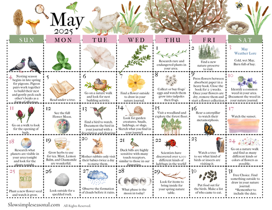 May 2025 Nature Calendar