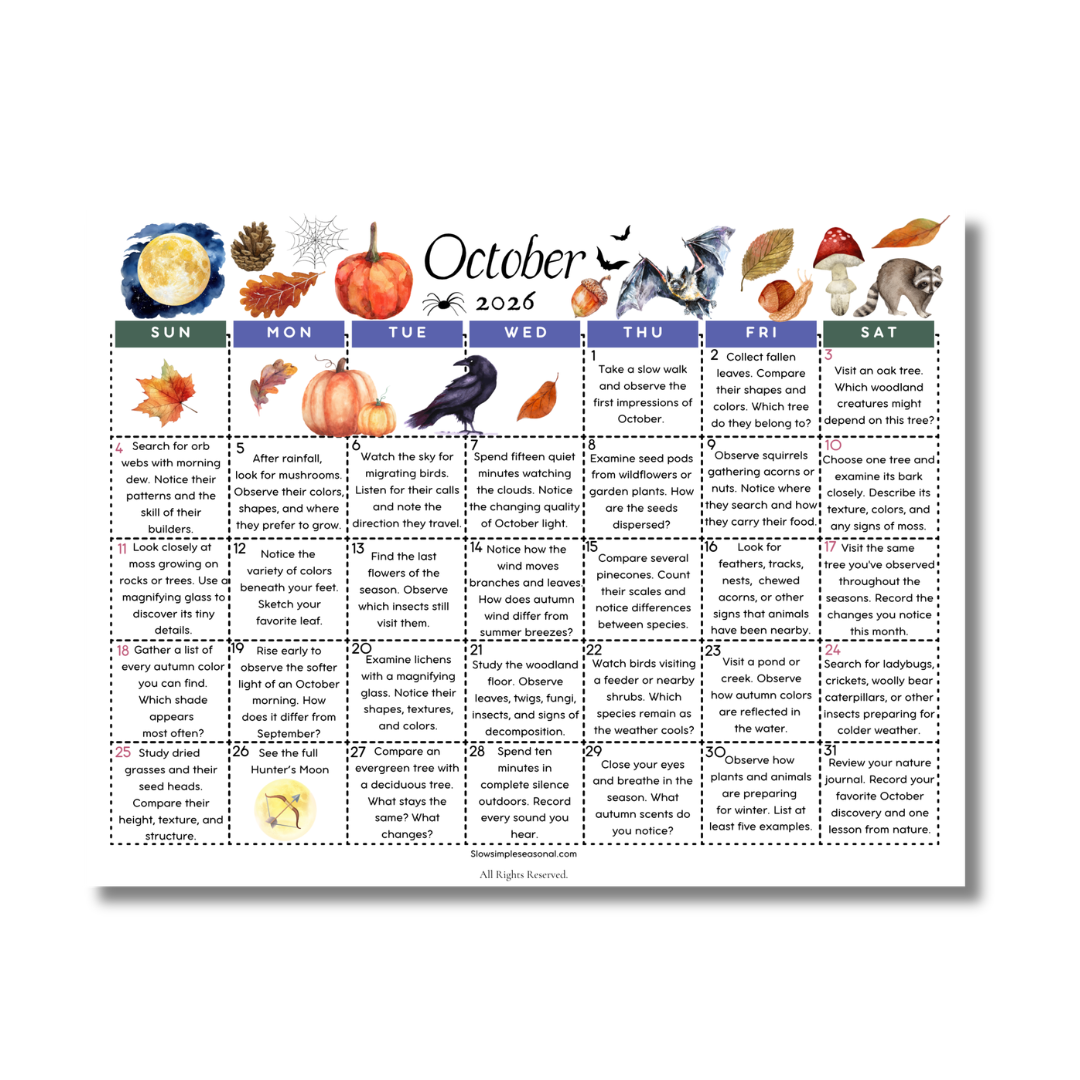 October 2026 Nature Calendar