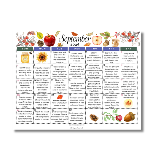 September 2026 Nature Calendar