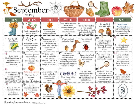September 2025 Nature Calendar