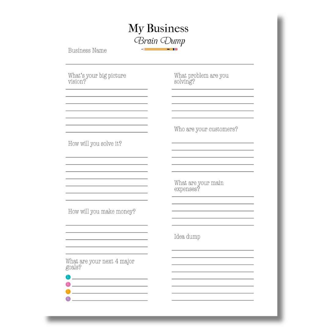 My Business Brain Dump Sheet