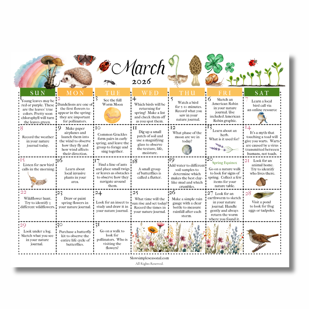 March 2026 Nature Calendar
