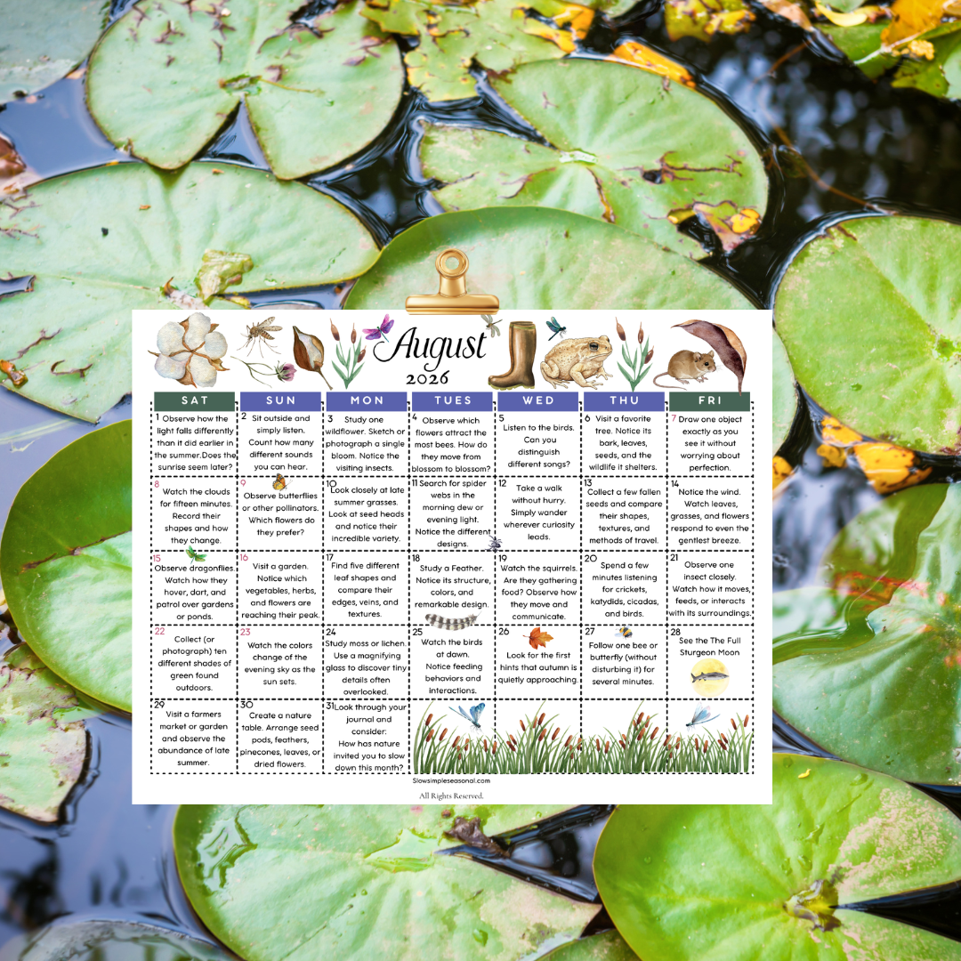 August 2026 Nature Calendar