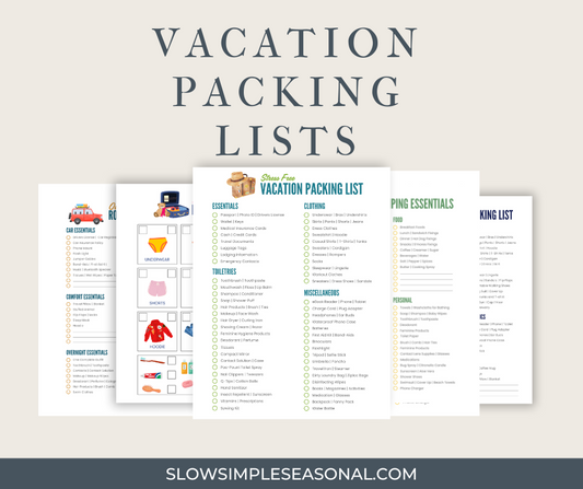 Vacation Packing Lists