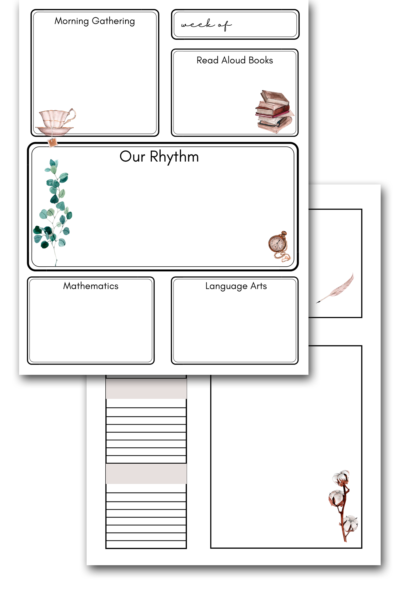 Weekly Lesson Plans-Homeschool Template